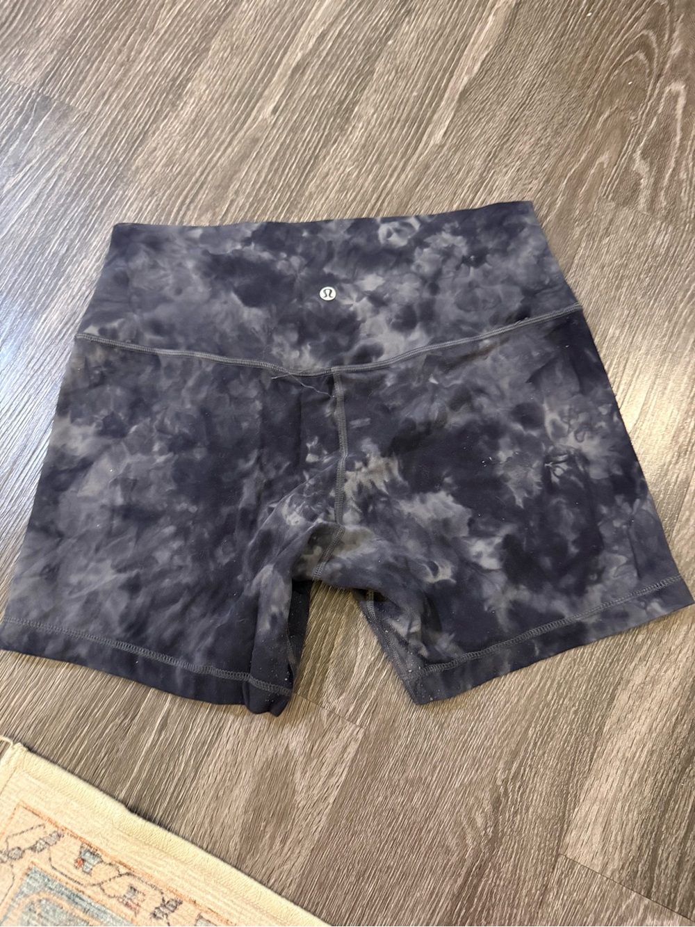 Lululemon High-Rise Tie-Dye Black/Gray Workout Shorts